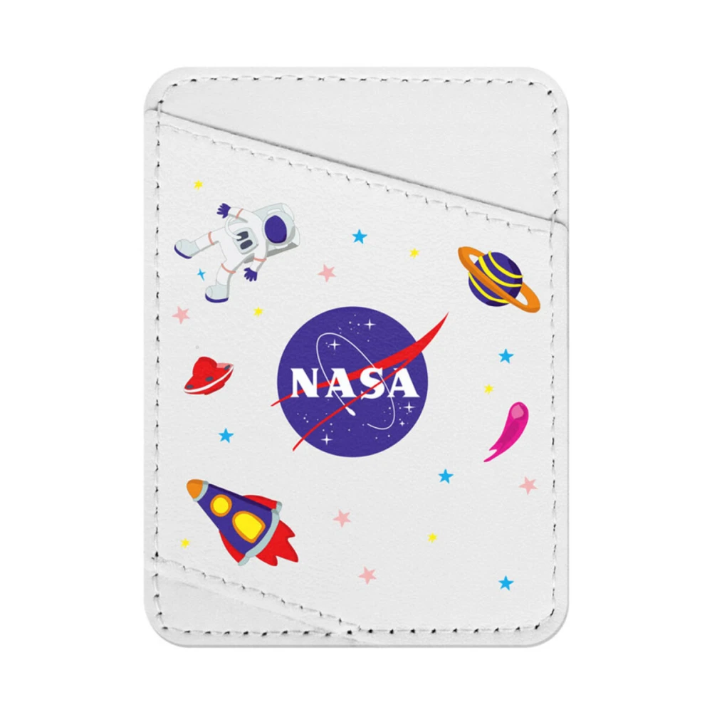 WAUDOG Design uchwyt na karty z wzorem "NASA", naturalna skóra (szerokość 70 mm, długość 95 cm) biały