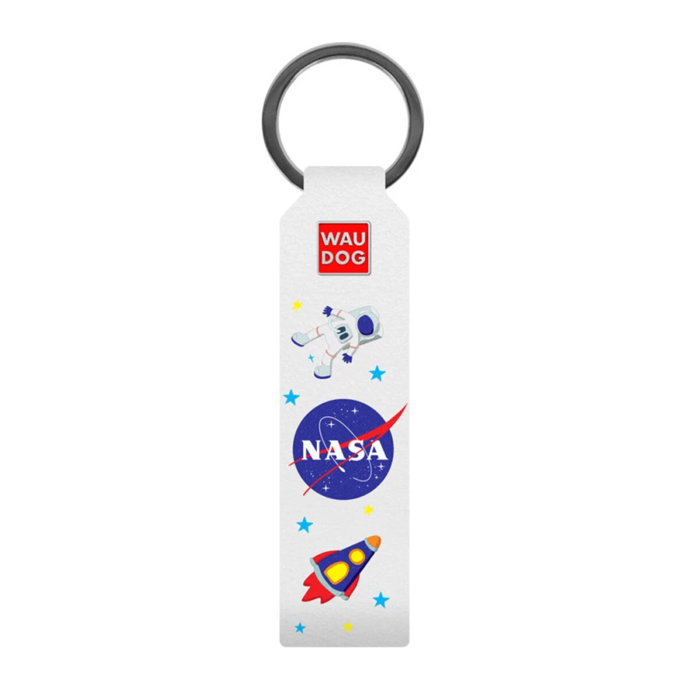 WAUDOG Design brelok do kluczy z wzorem "NASA", naturalna skóra (szerokość 20 mm, długość 95 cm) biały