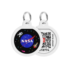 WAUDOG Smart ID metalowa zawieszka dla zwierząt z QR-paszportem, wzór «NASA», okrągły, śred. 25 mm