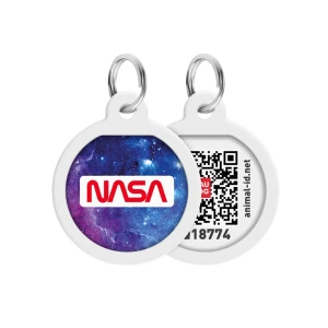 WAUDOG Smart ID metalowa zawieszka dla zwierząt z QR-paszportem, wzór «NASA21», okrągły, śred. 25 mm