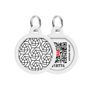 WAUDOG Smart ID metalowa zawieszka dla zwierząt z QR-paszportem, wzór «Geometria», okrągły, śred. 25 mm