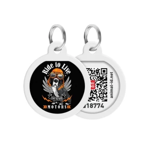 WAUDOG Smart ID metalowa zawieszka dla zwierząt z QR-paszportem, wzór «Jazda do życia», okrągły, śred. 25 mm
