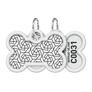 WAUDOG Smart ID metalowa zawieszka dla zwierząt z QR-paszportem, wzór «Geometria», kość, śred. 40 mm, szer. 28 mm