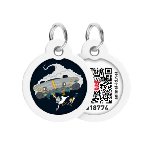 WAUDOG Smart ID metalowa zawieszka dla zwierząt z QR-paszportem, wzór «Rick and Morty 1», okrągły, śred. 25 mm
