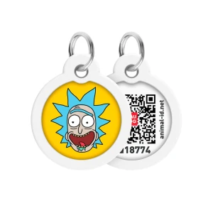 WAUDOG Smart ID metalowa zawieszka dla zwierząt z QR-paszportem, wzór «Rick and Morty 3», okrągły, śred. 25 mm