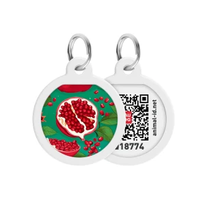 WAUDOG Smart ID metalowa zawieszka dla zwierząt z QR-paszportem, wzór «Granaty», okrągły, śred. 25 mm