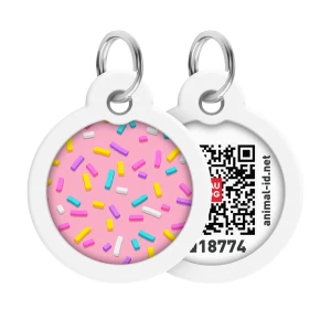WAUDOG Smart ID metalowa zawieszka dla zwierząt z QR-paszportem, wzór «Marshmellow», okrągły, śred. 30 mm