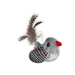 Zabawka dla kota WAUCAT Fun Melodic Ptaszek z chipem dźwiękowym, sztuczne futro, plusz, piórko, 130 mm