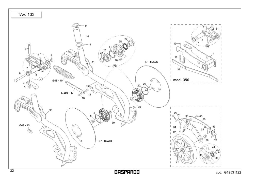 Wspornik Maschio Gaspardo G16045500R
