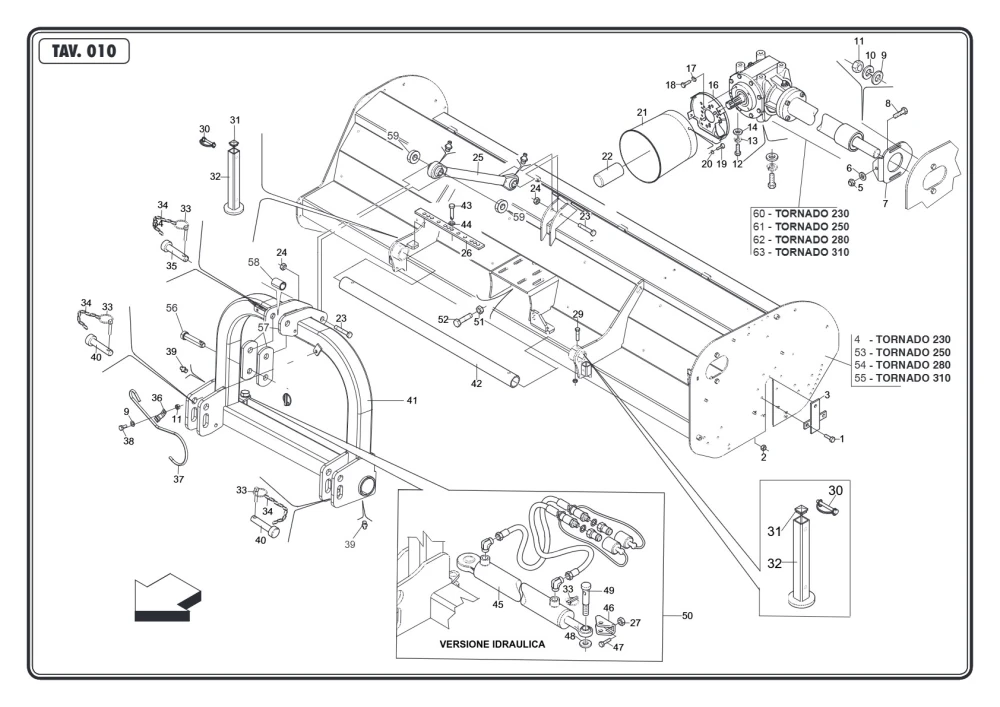 Wspornik tylny 3RD Maschio Gaspardo T30005107