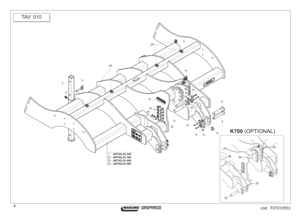 Wspornik kompletny Maschio Gaspardo R17613610