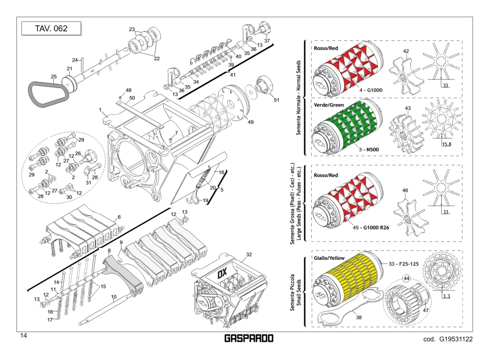 Wał G1000 R26 Maschio Gaspardo G16063150R