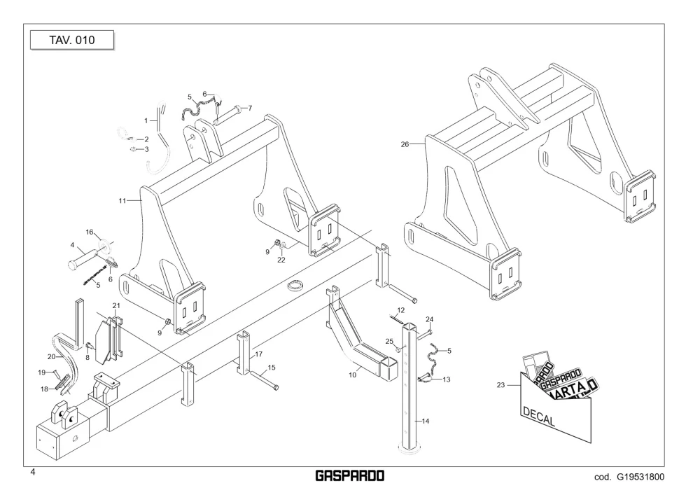 Zaczep kompletny 3RD R26 Maschio Gaspardo G15113251R