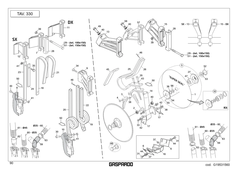 Wspornik płaski 150 Maschio Gaspardo G15471671R