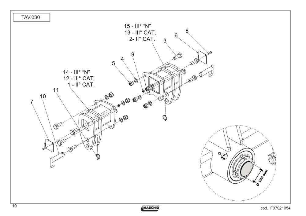 Zaczep dolny kompletny D120 Maschio Gaspardo A50001730