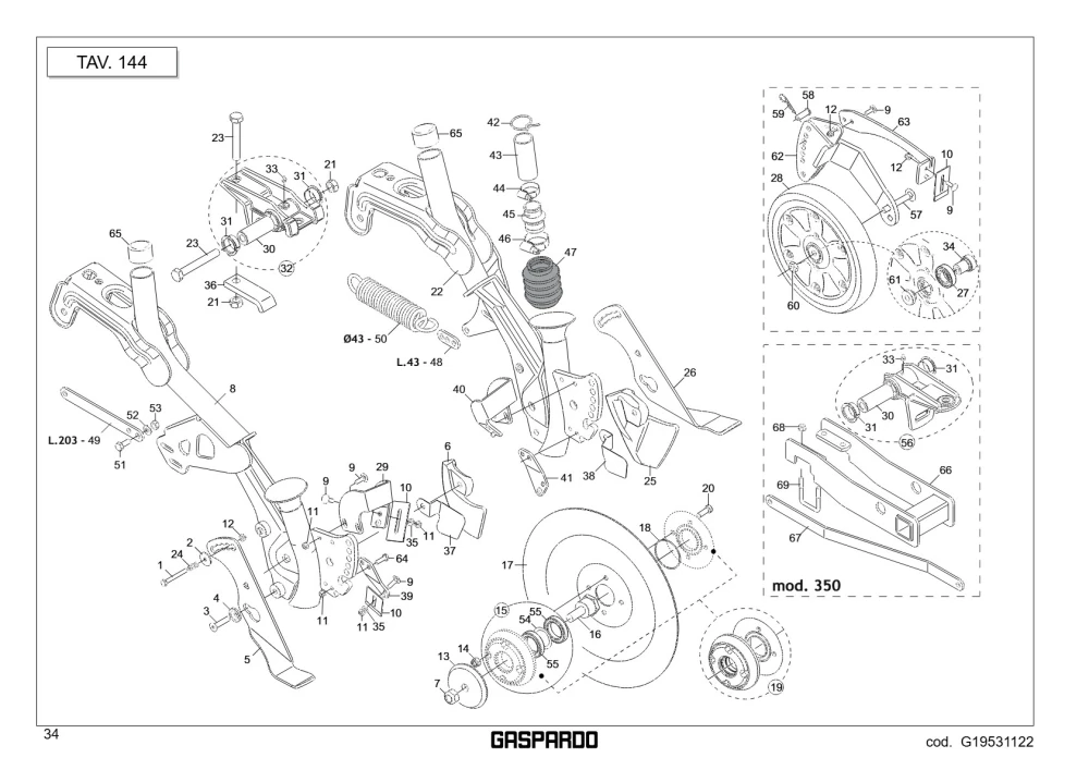 Wspornik prawy Maschio Gaspardo G16249390R