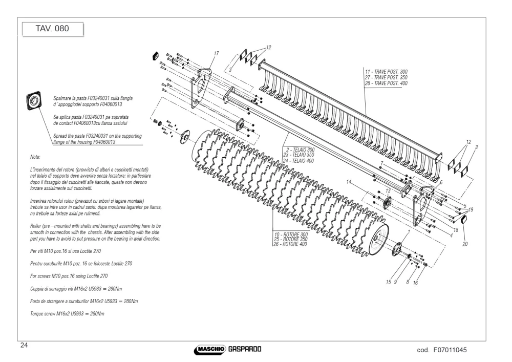 Wał tylny 4000A Maschio Gaspardo M43440643