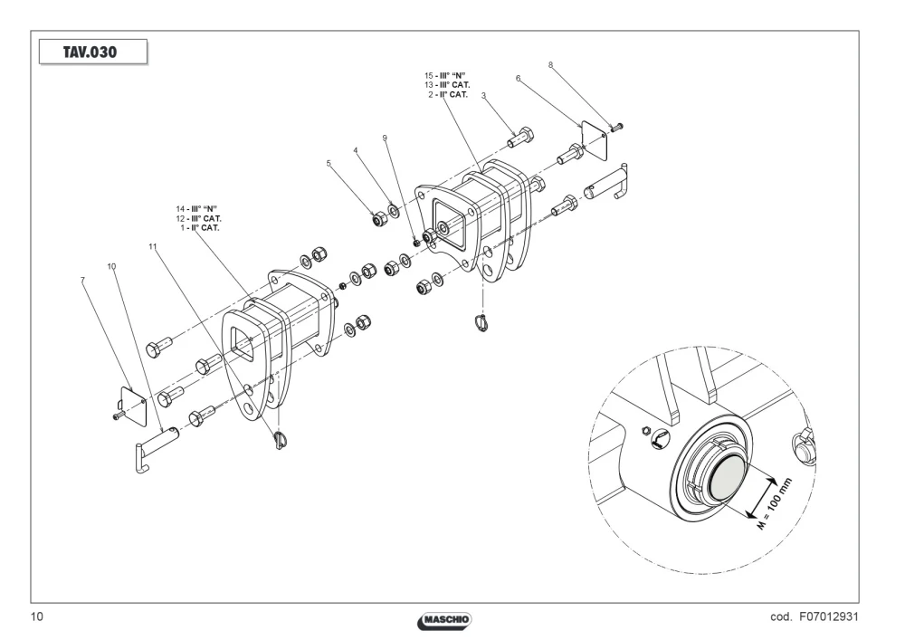 Zaczep dolny kompletny D120 Maschio Gaspardo A50001721R