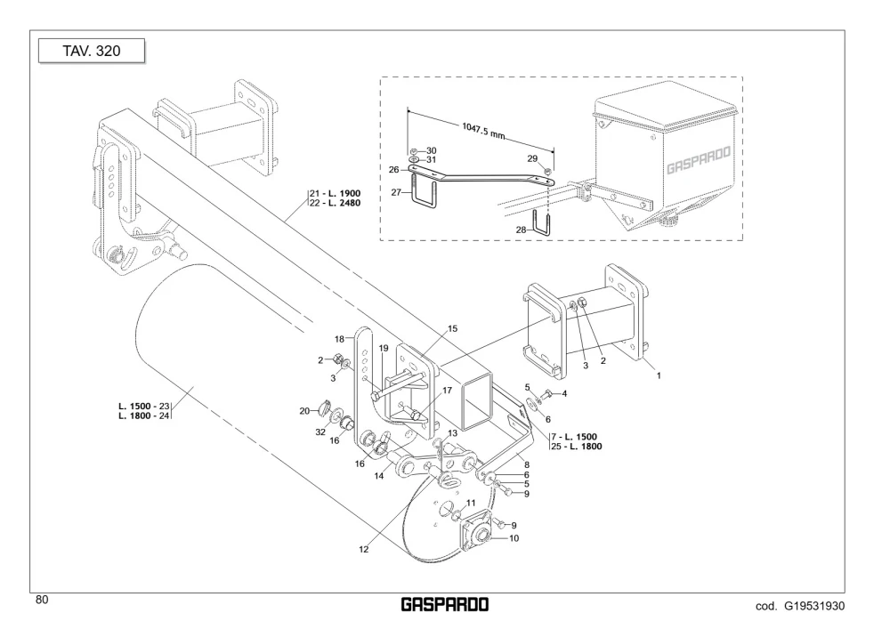Wał 355 Maschio Gaspardo G15810330R