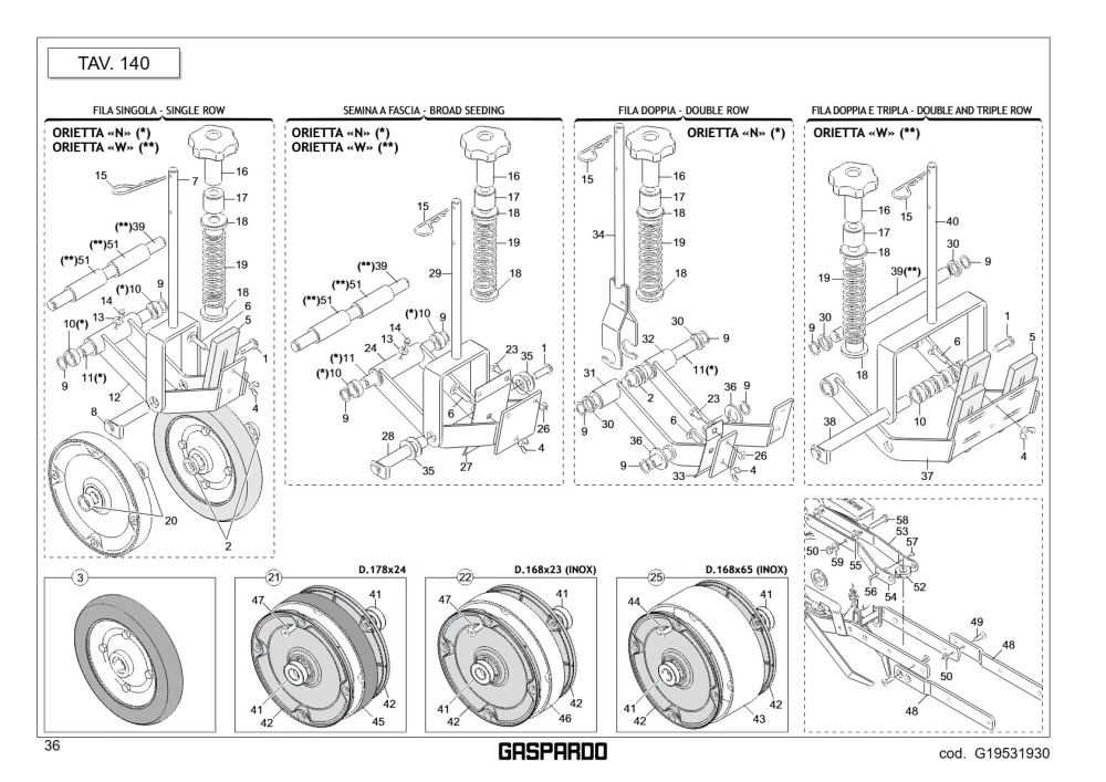 Wspornik kompletny Maschio Gaspardo G15881800R
