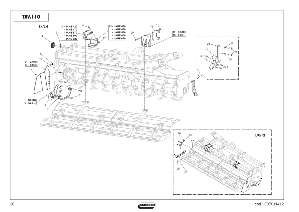 Wspornik prawy Maschio Gaspardo M16700673R