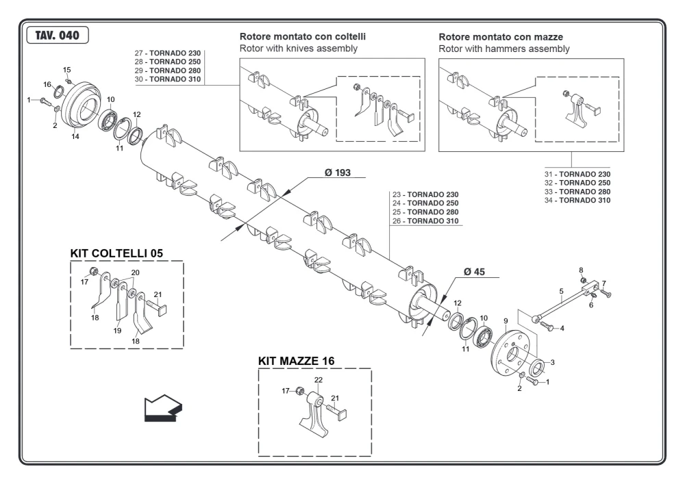 Wirnik kompletny C05 230 Maschio Gaspardo M314234021