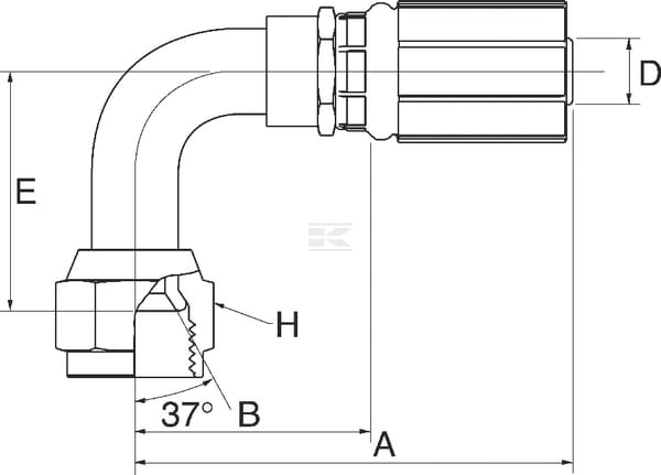 Końcówka 90° DN6-9/16" JIC