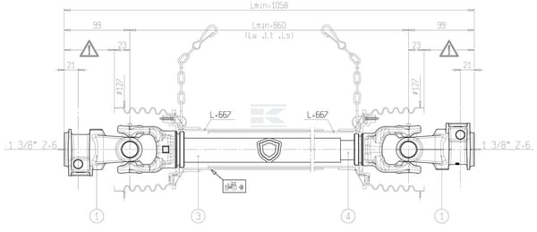 Wał przegubowy G2 L=860 mm Bondioli&Pavesi