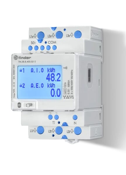 Licznik energii, 3-fazowy 80A LCD 2S0+IR+NFC