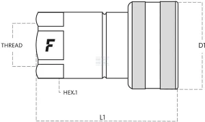 Szybkozłącze gniazdo 3/8" gwint wew. 3/8" BSP z zaworem grzybkowym HNV-F5 Viton