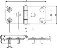 Zawias płaski czarny powlekany, typ 2 | poltechparts.pl