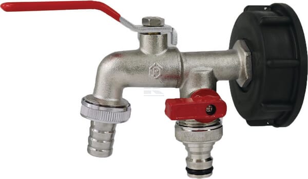 Adapter zbiornika IBC S60x6 z podwójnym zaworem kulowym 1/2"