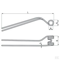 Palec zgrabiarki, 630 x 99 x 45, Ø 10, pra… | poltechparts.pl