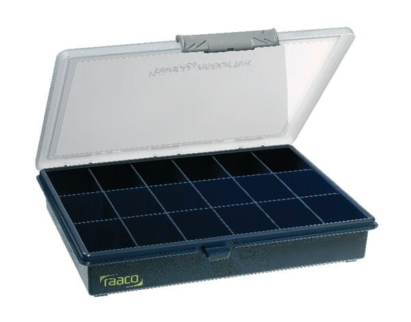 Kasetka asortymentowa, 240x195x43 mm, niebieska polipropylenowa, 18 przegródek Pocketbox PSC 5 Raaco