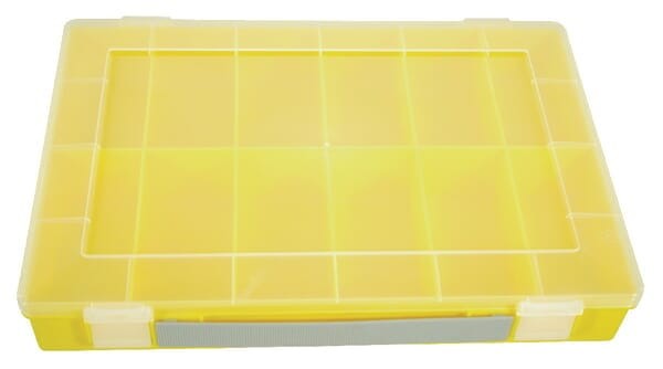 Kasetka asortymentowa, 335x225x55 mm, żółta polipropylenowa, 12 przegródek Hünersdorff