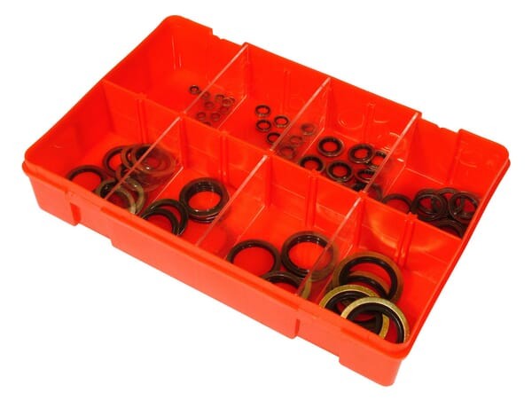 Zestaw metrycznych uszczelek gumowo-metalowych