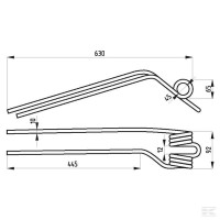Palec zgrabiarki, 630 x 99 x 45, Ø 10, pra… | poltechparts.pl