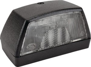 Lampa oświetlania tablicy rejestracyjnej, 10W prostokątna 12/24V biała przykręcana 102x55x56.5 mm wtyczka płaska Hella