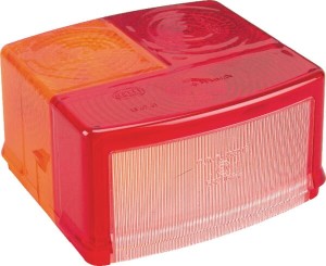 Klosz lampy, czerwony/przezroczysty/pomarańczowy, kwadratowy tylny/lewy Hella