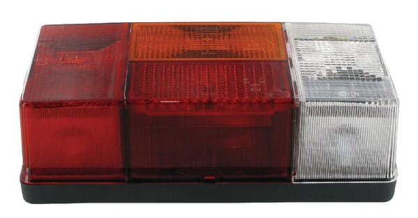 Lampa tylna zespolona, lewa prostokątna 12/24V czerwona/pomarańczowa/biała przykręcana Hella