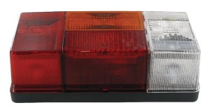 Lampa tylna zespolona, lewa prostokątna 12/24V czerwona/pomarańczowa/biała przykręcana Hella