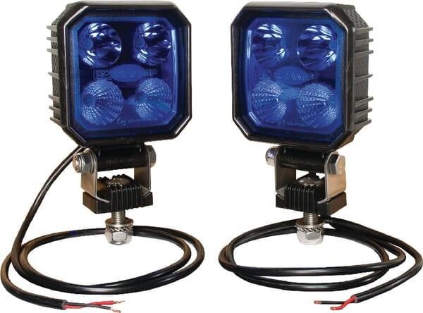 Lampa robocza LED, kwadratowa, 10/30V 9W 1000 lm niebieska, zestaw 2 szt. 4 LED Kramp