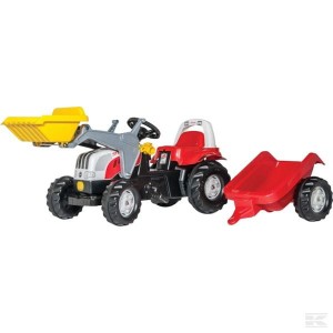 Traktorek dla dzieci Rolly Toys rollyKid na pedały STEYR czerwony z łyżką i przyczepą 023936