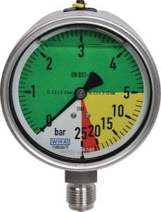 Manometr Ø 100 mm 0-5-20-25 bar przyłącze dolne 1/2" Wika
