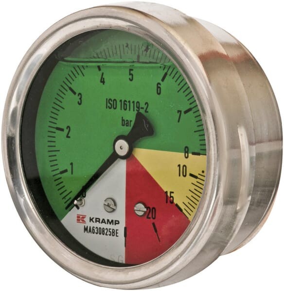 Manometr Ø 63 mm 0-8-15-25 bar przyłącze tylne 1/4" ET