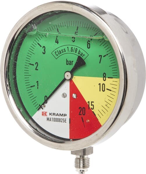 Manometr Ø 100 mm 0-8-15-25 bar przyłącze dolne 1/4" ET