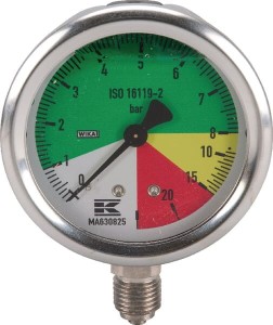 Manometr Ø 63 mm 0-1-8-15-25 bar przyłącze dolne 1/4" Wika