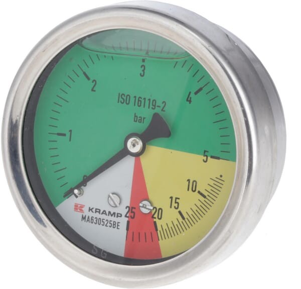 Manometr Ø 63 mm 0-5-20-25 bar przyłącze tylne 1/4" ET