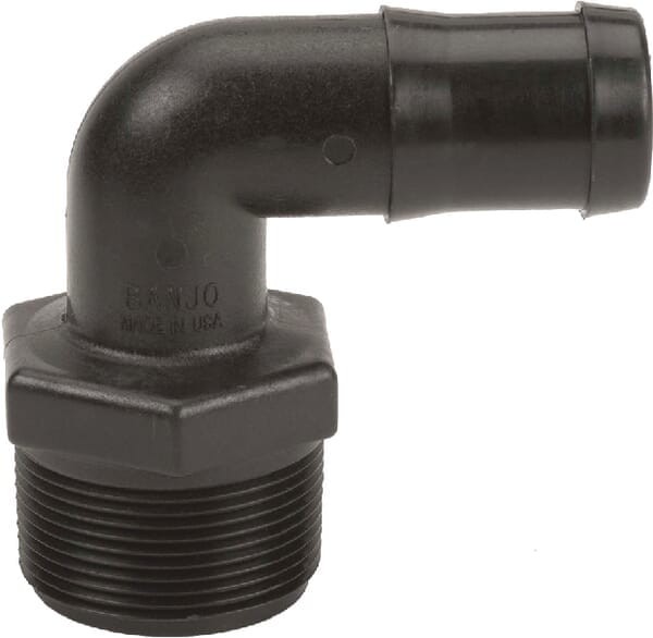 Końcówka węża 1 1/2" gwint zewn. NPT x 1 1/4" 90°