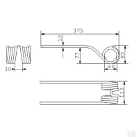 Palec przetrząsacza, 375 x 110 x 60, Ø 10. | poltechparts.pl